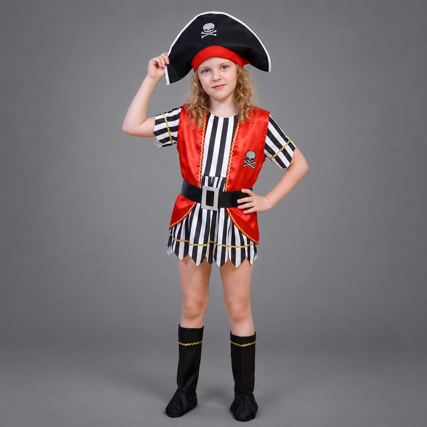 Disfraz infantil de pirata rojo y negro