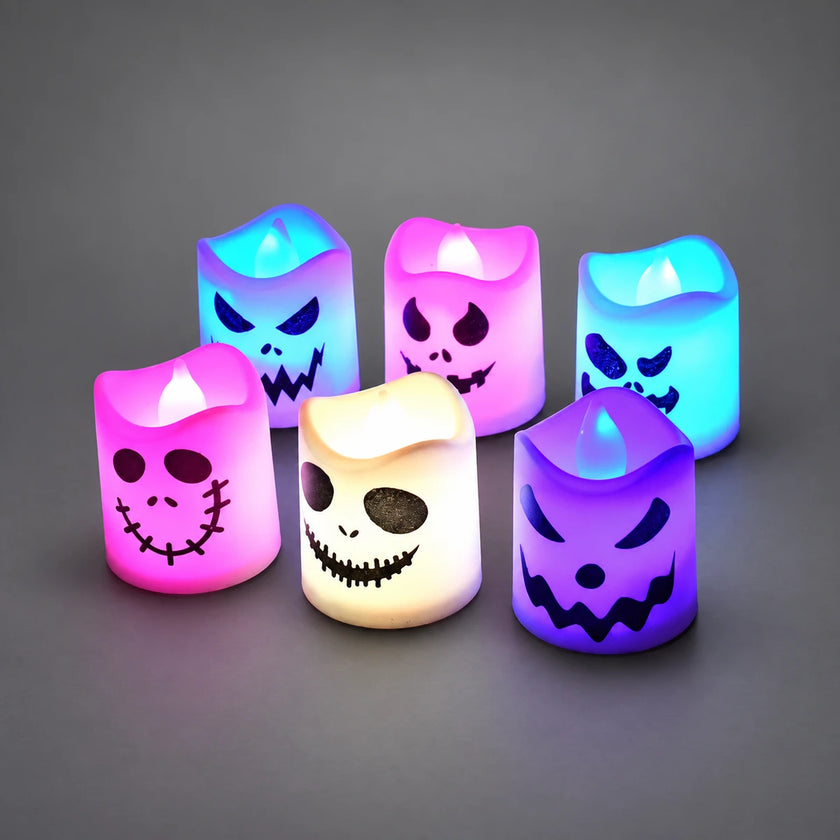Velas LED de fantasmas y calabazas