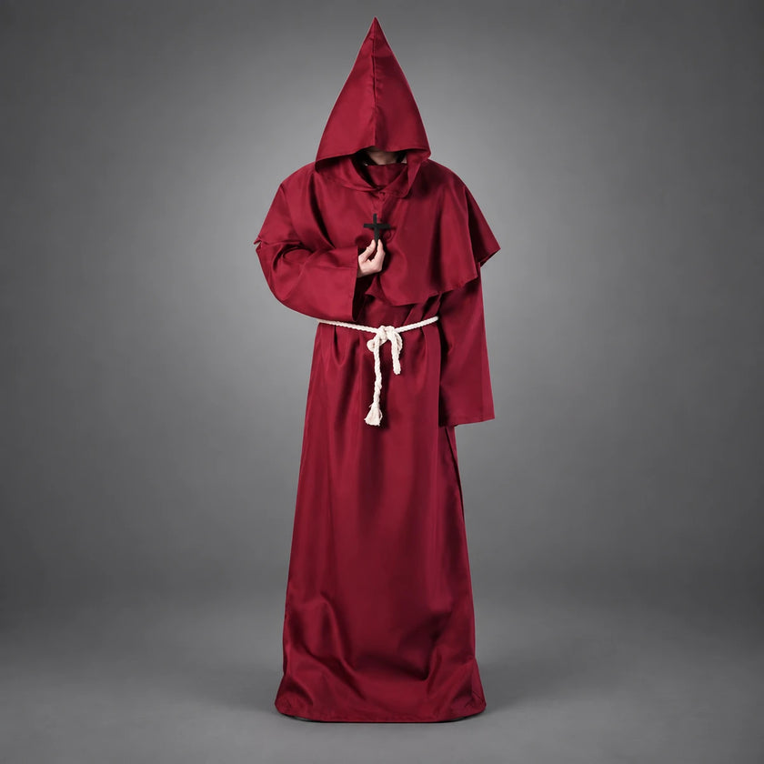 Túnica de monje medieval con capucha