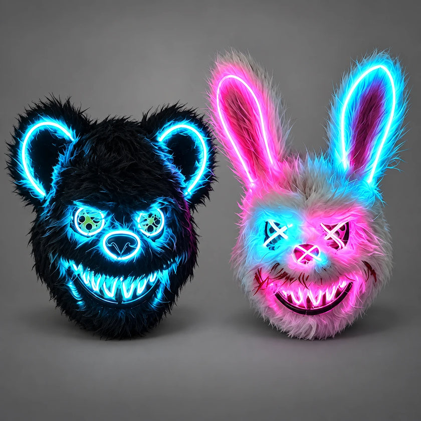 Máscaras de conejo y oso de terror