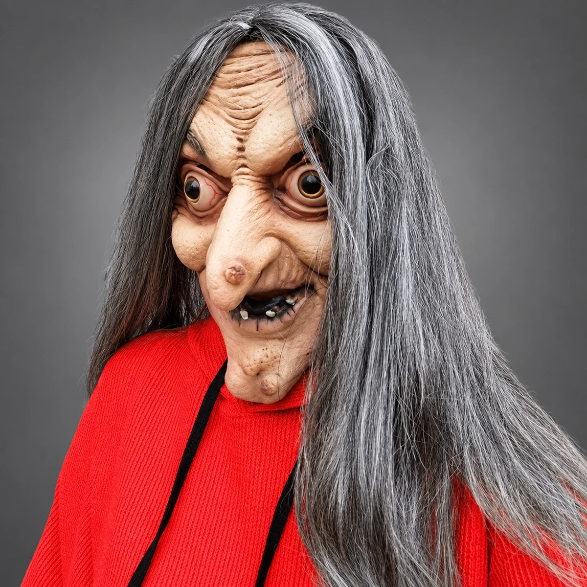 Máscara de bruja con pelo largo