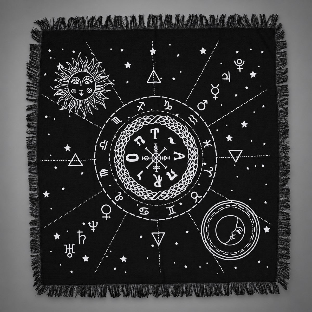 Mantel lunar con flecos · 50 × 50 cm