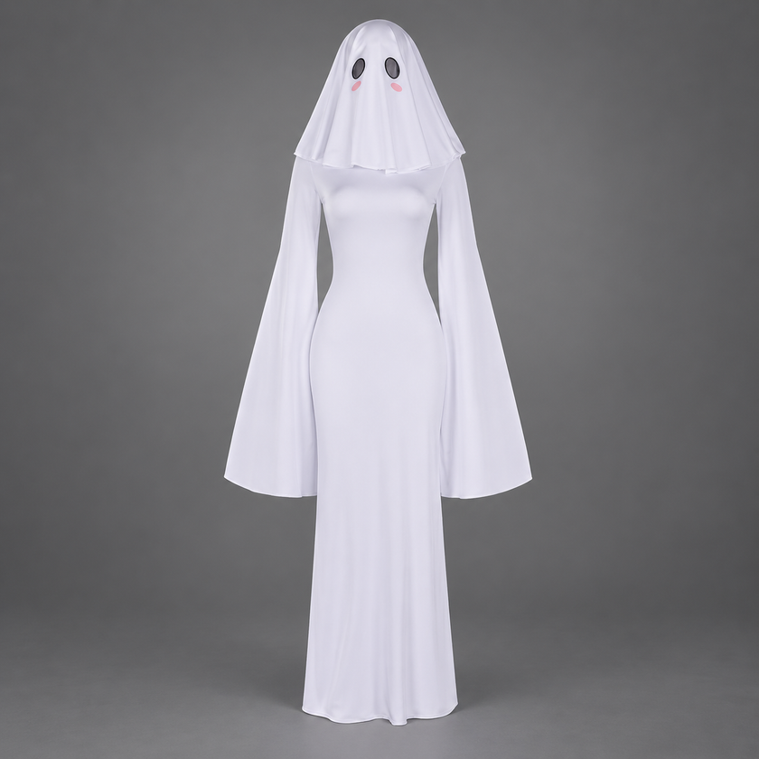 Disfraz de novia fantasma blanco con velo