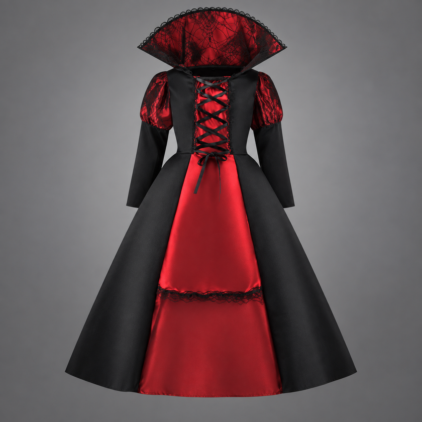 Disfraz infantil de vampiresa rojo y negro